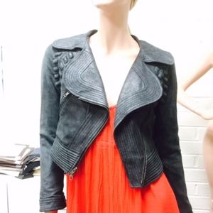 Yigal Azouel Biker Cropped Leather Jacket Size 2